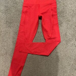 Red Textured Zyia Leggings